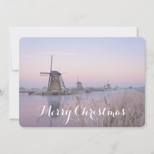 Christmas card with windmills in winter (Front)