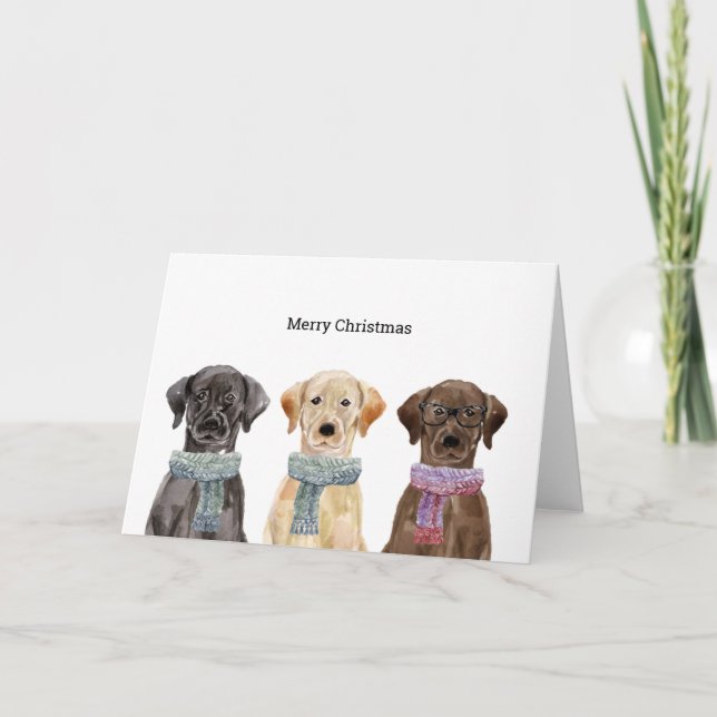 Christmas Card with Winter Labradors  (Front)
