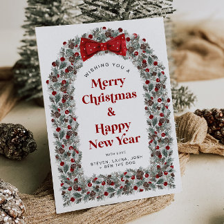 Christmas Card Without Photo Holiday Card Red Bow