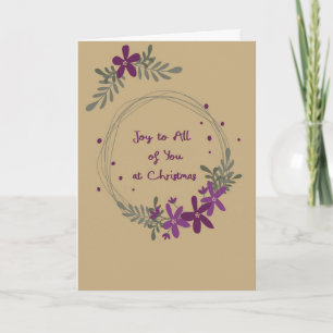 Christmas Card Wreath with Purple Flowers