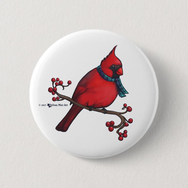 Christmas Cardinal 6 Cm Round Badge (Front)