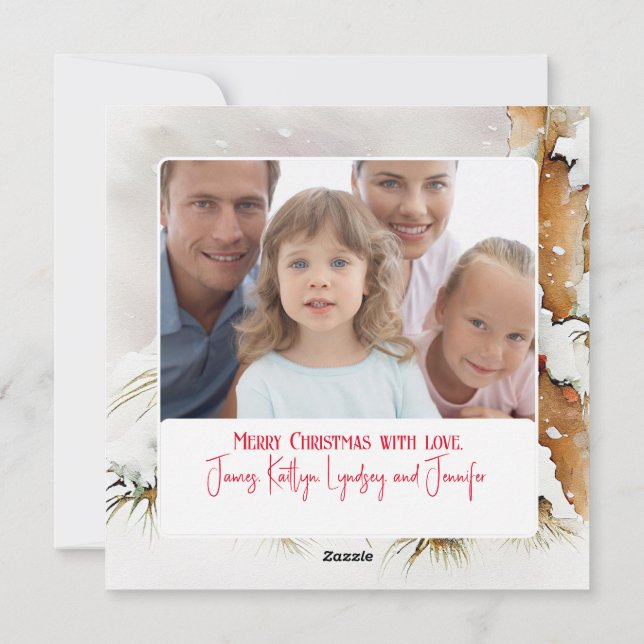 Christmas Cardinal and Customisable Family Photo Holiday Card (Back)