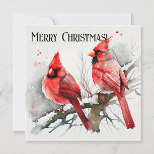 Christmas Cardinal and Customisable Family Photo Holiday Card