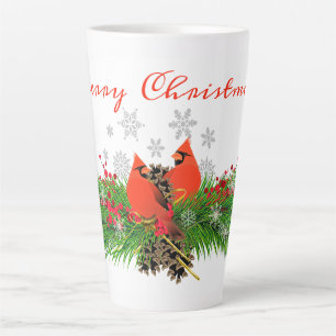Christmas Cardinal and Greenery Latte Mug