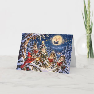 Christmas Cardinal and Winter Tree Chorus Card