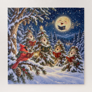 Christmas Cardinal and Winter Tree Chorus Jigsaw Puzzle