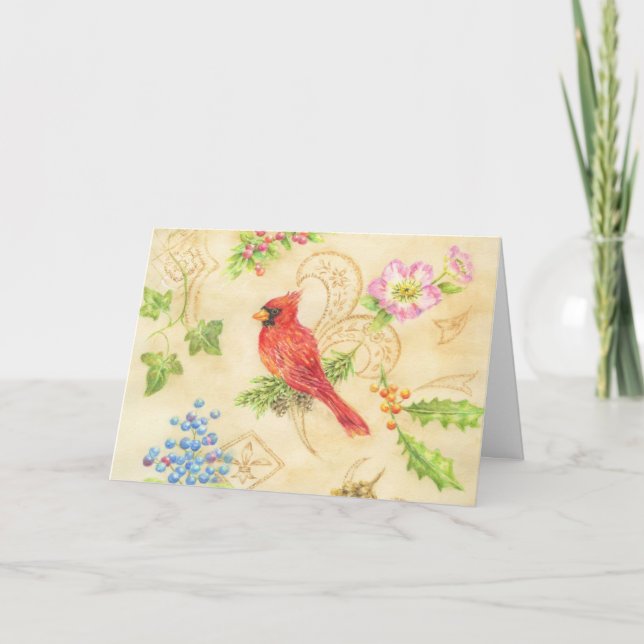 Christmas Cardinal Any Occasion Blank Note Cards (Front)