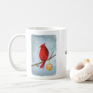 Christmas Cardinal Art Bird Lover Custom Name Coffee Mug