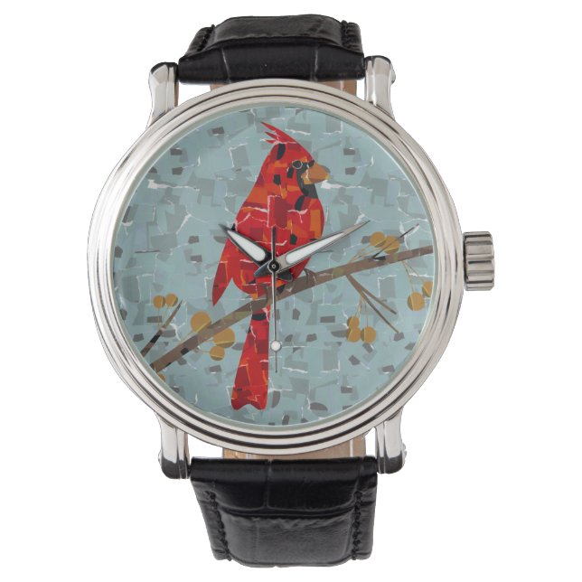 Christmas Cardinal bird collage Watch (Front)