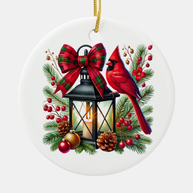 Christmas Cardinal Ceramic Tree Decoration (Front)