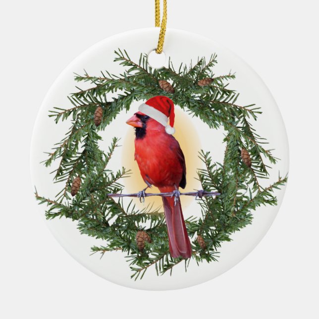 Christmas Cardinal Ceramic Tree Decoration (Front)
