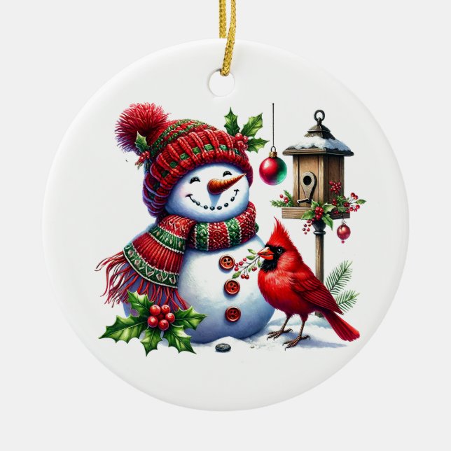 Christmas Cardinal Ceramic Tree Decoration (Front)