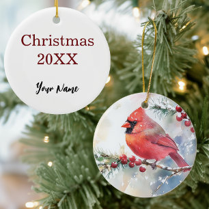 Christmas Cardinal Ceramic Tree Decoration