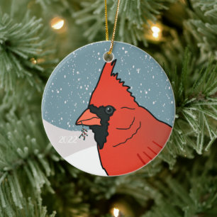 Christmas Cardinal Ceramic Tree Decoration