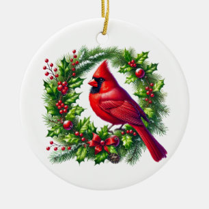 Christmas Cardinal Ceramic Tree Decoration