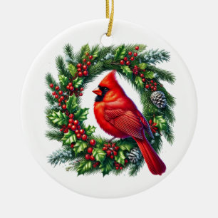 Christmas Cardinal Ceramic Tree Decoration