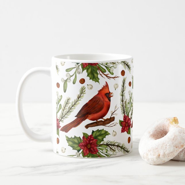 Christmas Cardinal Coffee Mug (With Donut)