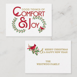 Christmas Cardinal Comfort and Joy Flat Note Card