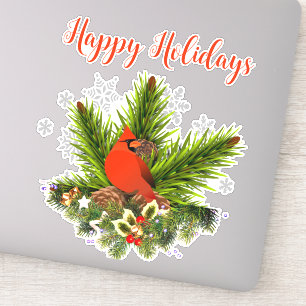 Christmas Cardinal Custom-Cut Vinyl Sticker