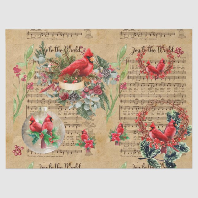 Christmas Cardinal Decoupage Paper (Front)