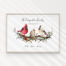 Christmas Cardinal Family of Three