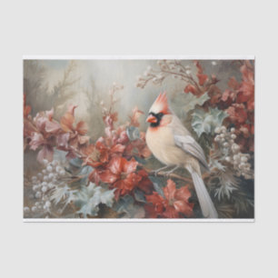 Christmas Cardinal Holly Berry in Winter Decoupage Tissue Paper