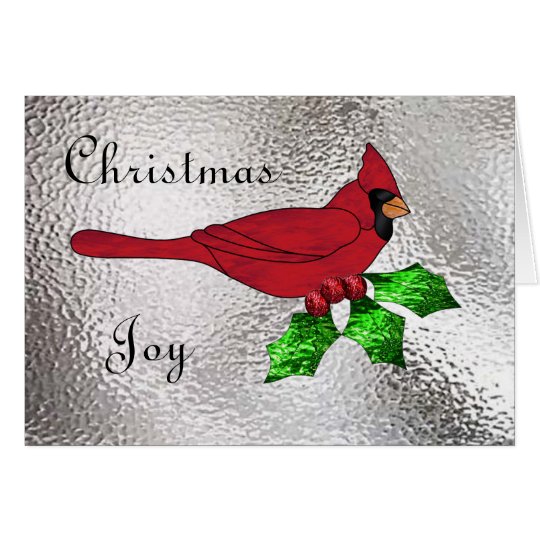 Christmas Cardinal in Stained Glass Card