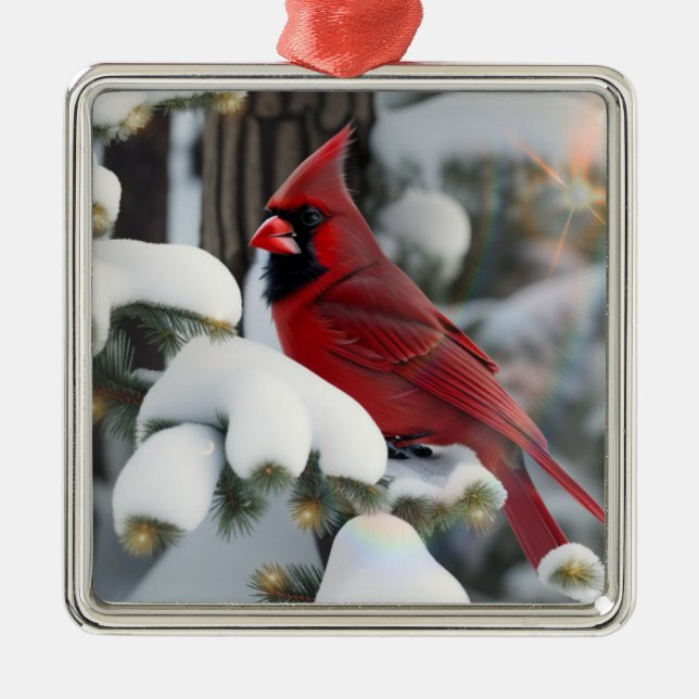 Christmas Cardinal Metal Tree Decoration (Front)