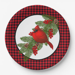 Christmas Cardinal Paper Plates