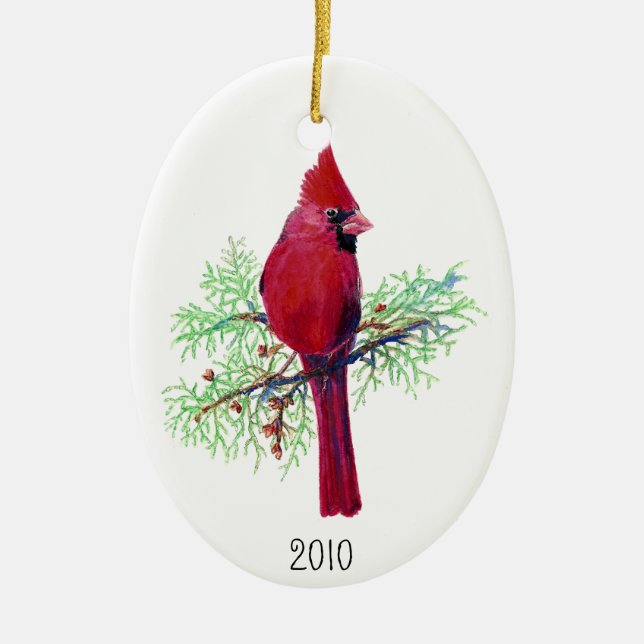 Christmas Cardinal Photo Ornament to Customise (Front)