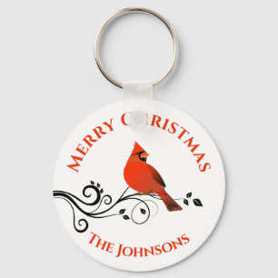 Christmas Cardinal Red Bird Key Chain