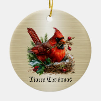 Christmas Cardinal Red Birds Flower Holidays Party Ceramic Tree Decoration