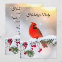 Christmas Cardinal Red Birds Flower Holidays Party
