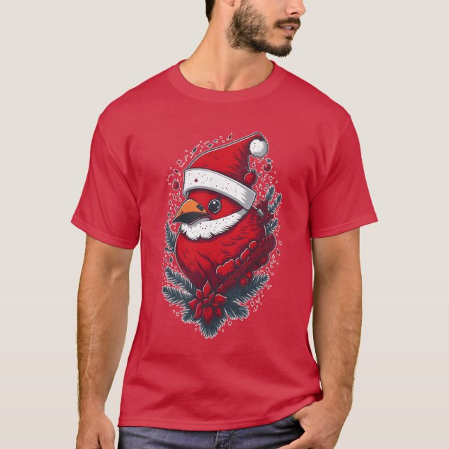 Christmas Cardinal retro T-Shirt (Front)