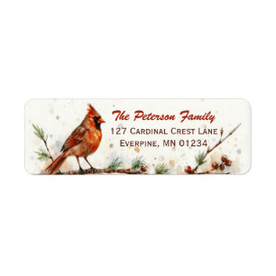 Christmas Cardinal Return Address Label