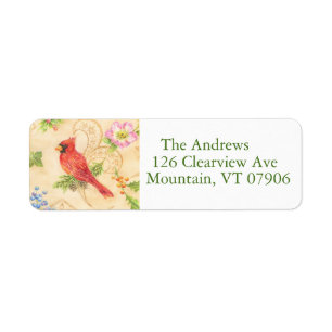 Christmas Cardinal Return Address Labels