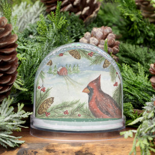 Christmas Cardinal Snow Globe 