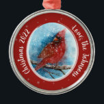 Christmas Cardinal Snowflakes on Red or Blue Metal Tree Decoration<br><div class="desc">Christmas Cardinal Snowflakes on Red or Blue Ceramic Ornament - A snowy background with dark blue create a lovely space for the Cardinal to rest. The other side of the ornament has a bright red background. A shimmery silver snowflake background is also on both sides. Winter is a beautiful time...</div>