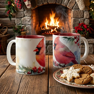 Christmas Cardinal Two-Tone Coffee Mug