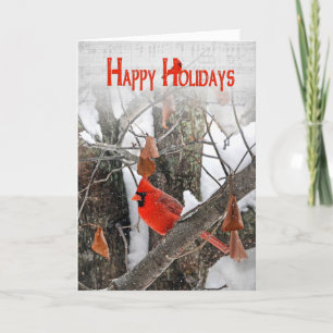 Christmas Cardinal with snowflakes Holiday Card