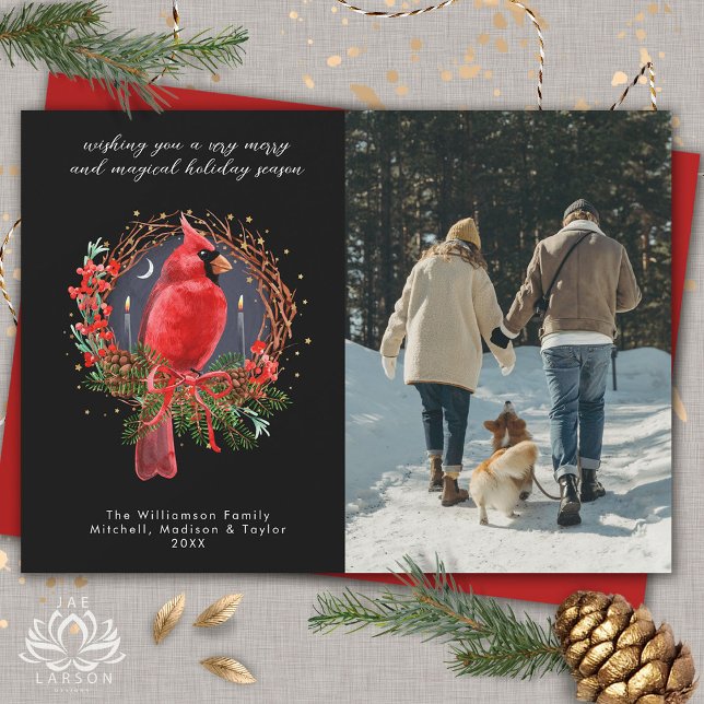 Christmas Cardinal Yule Solstice Holiday Photo Card (Creator Uploaded)