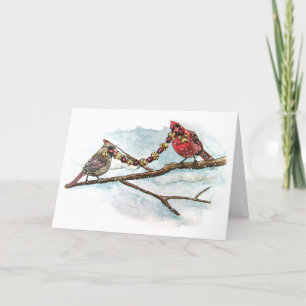 Christmas Cardinals Blank Holiday Card