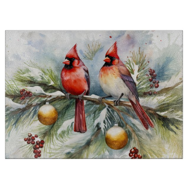 Christmas Cardinals Cutting Board (Front)