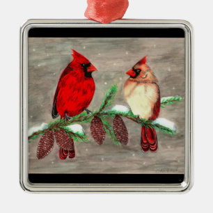 christmas cardinals metal tree decoration