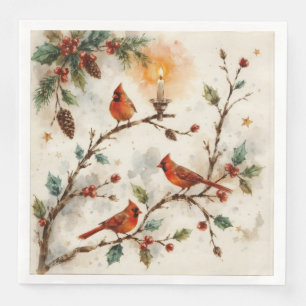 Christmas Cardinals Paper Dinner Napkin