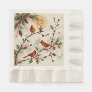 Christmas Cardinals Paper Napkin