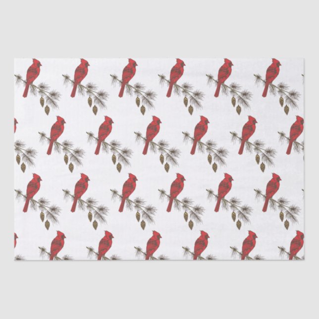 Christmas Cardinals Tissue Paper (Front)