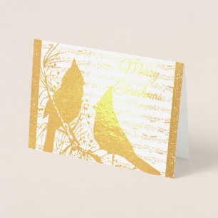 Christmas cardinals with glitter frame foil card