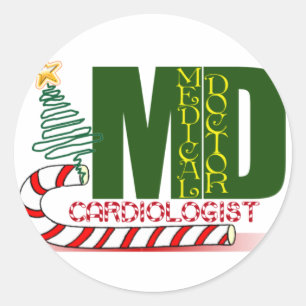 CHRISTMAS CARDIOLOGIST CLASSIC ROUND STICKER
