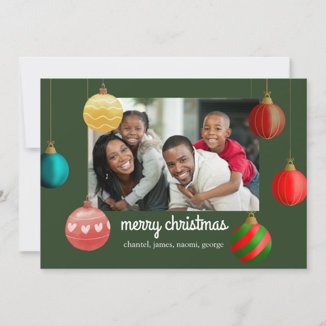 Christmas Cards Personalised Photo Ornaments Style (Front)